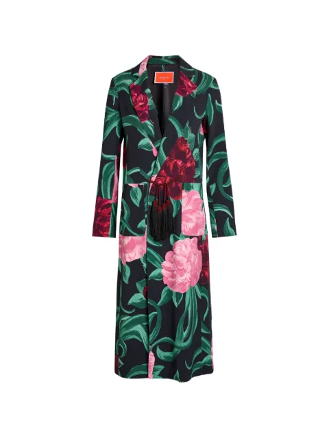 La DoubleJ Duster floral-print coat Black JAC0166AB001P