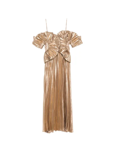 Acler pleated ruffled dress Gold AS2507409DGOLD
