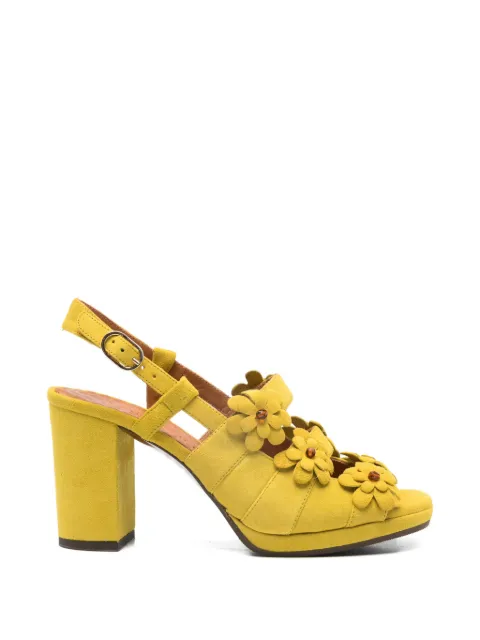Chie Mihara flower perli leather sandals Yellow PERLI