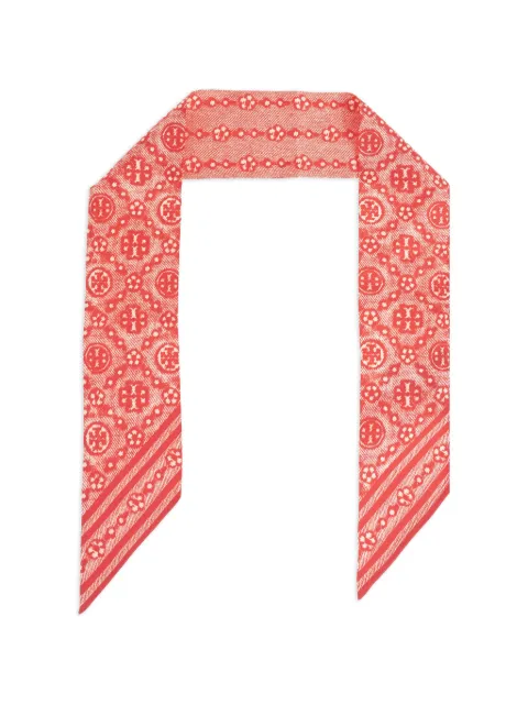 Tory Burch T Monogram silk ribbon tie Red 183194