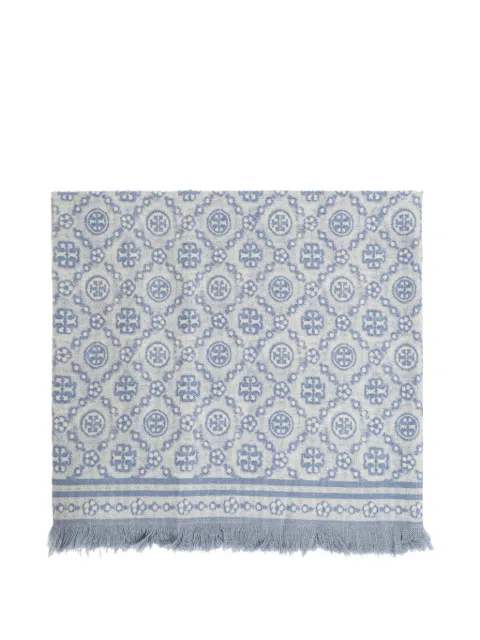 Tory Burch T Monogram floral oblong scarf Blue 181355