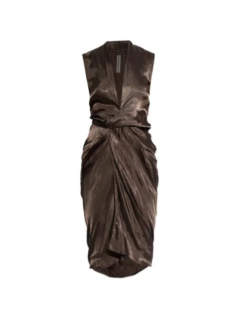 Rick Owens V-neck draped dress Brown RP01F6544N