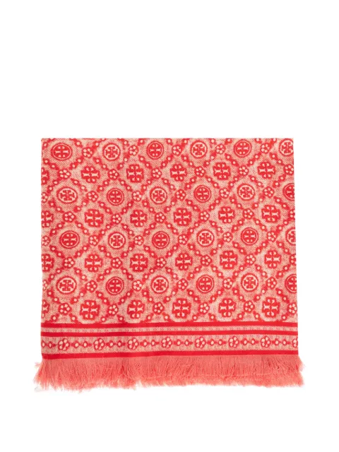 Tory Burch T-monogram floral oblong scarf Red 181355