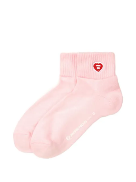 AAPE BY *A BATHING APE® Aapenow heart embroidered socks Pink AAPSOM5294XXQ
