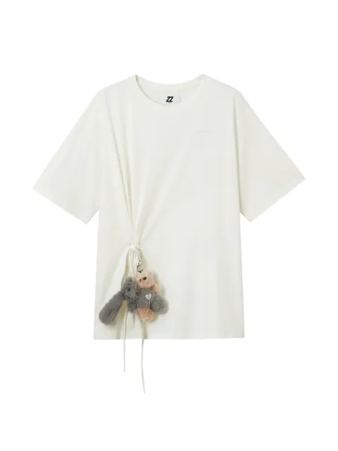 izzue drawstring-detail cotton T-shirt Neutrals IZXTPW00945X