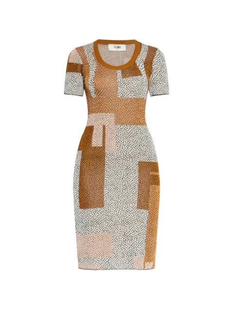 FENDI multicolour viscose jacquard dress Neutrals FZDE08AW4E