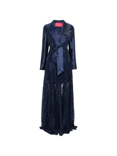 MIAU by Clara Rotescu Quincy lace-detail maxi dress Blue QUINCY