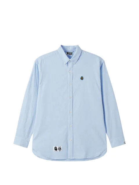 FINGERCROXX buttoned logo-patch shirt Blue FFXSTM01231X