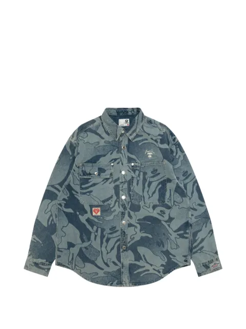 AAPE BY *A BATHING APE® Aapeunvs buttoned print shirt Blue AAPSTM8564XXQ