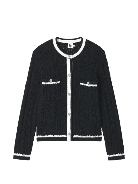 b+ab contrasting-trim cardigan Black 6S308AS