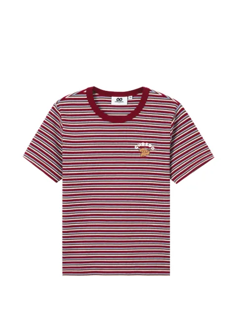 CHOCOOLATE striped embroidered-detail cotton T-shirt Red B1XTEW01027Y