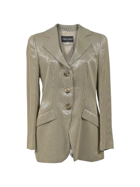 Giorgio Armani Pre-Owned sheered striped single-breasted blazer Neutrals NAPPUHKCL398003W