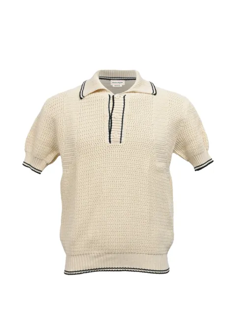Alexander McQueen Pre-Owned stripe-trim knitted polo shirt White MRPPUHKCL485002M