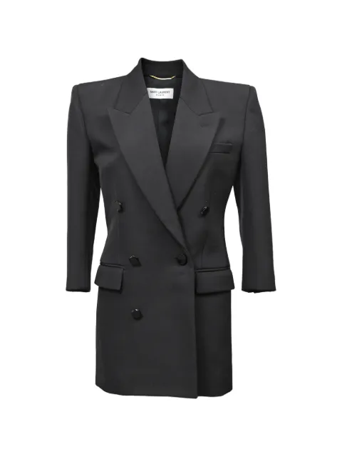 Saint Laurent Pre-Owned double-breasted wool coat Black NAPPUHKCL556224W