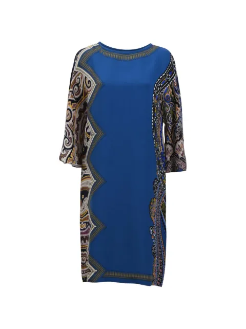 Etro Vintage printed silk dress Blue NAPPUHKCL464421W