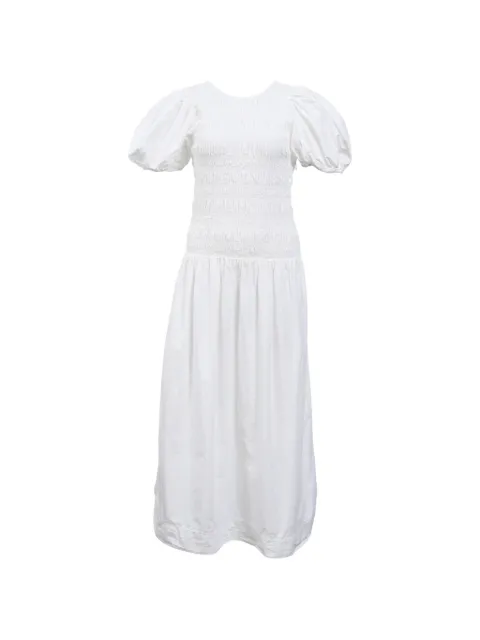 GANNI smocked midi dress White NAPPUHKCL454400W