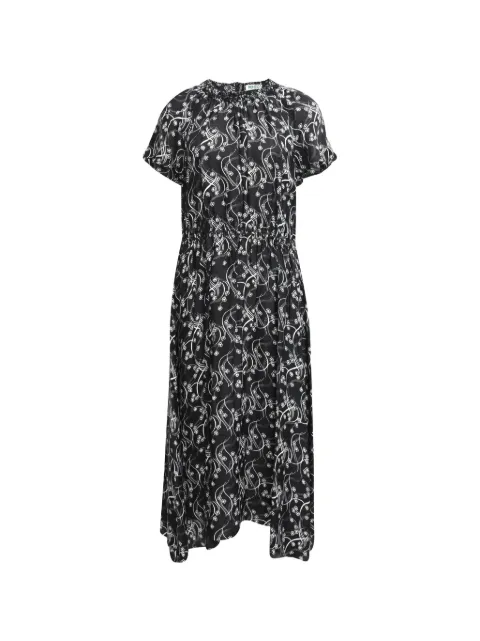 Kenzo Pre-Owned gathered printed midi dress Black NAPPUHKCL574142W