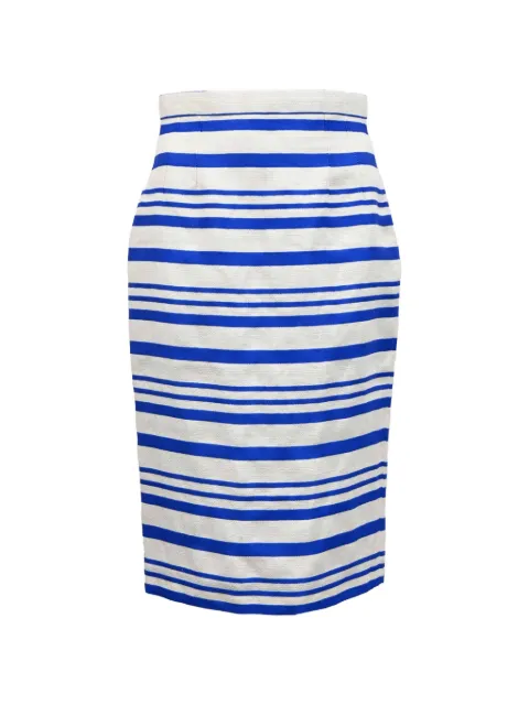 Dolce & Gabbana Pre-Owned striped-pattern midi skirt White TONPUHKCL466094W