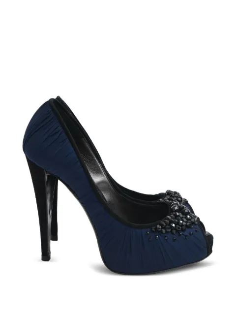Giorgio Armani Pre-Owned crystal-embellished peep-toe pumps Blue NAPPUHKSH624436W