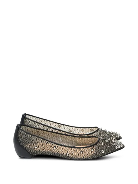 Christian Louboutin Pre-Owned lace spike-embellished ballet flats Black TONPUHKSH448373W