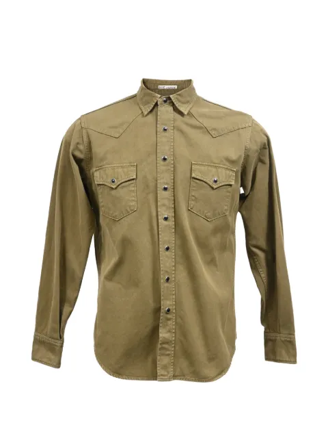 Saint Laurent Pre-Owned button-down long-sleeve shirt Green MRPPUHKCL465219M