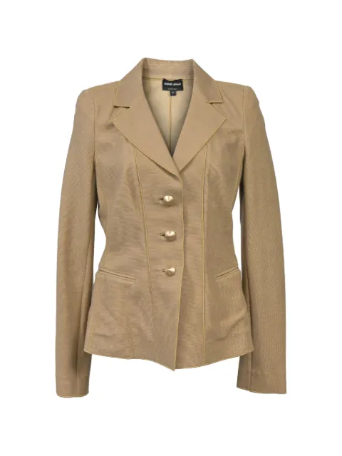 Giorgio Armani Pre-Owned single-breasted piping blazer Neutrals NAPPUHKCL398002W