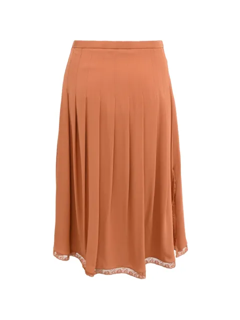 Chloé Vintage pleated lace-trim midi skirt Orange NAPPUHKCL594799W