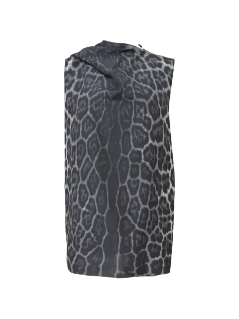 Saint Laurent Pre-Owned leopard-print sleeveless blouse Grey NAPPUHKCL372019W