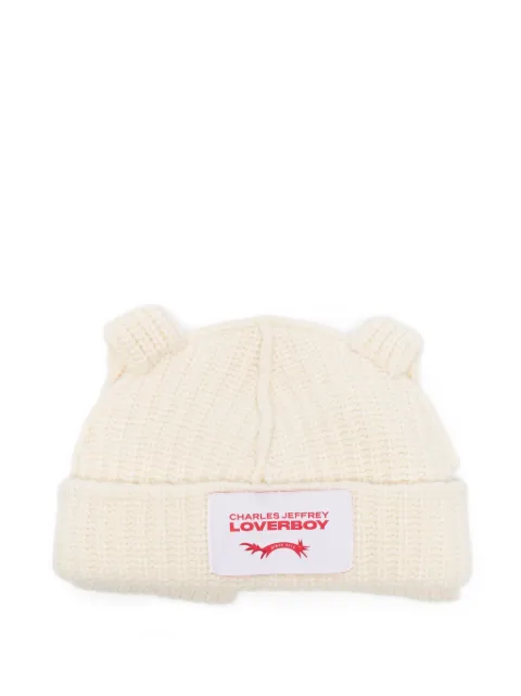 Charles Jeffrey Loverboy side-ear logo-path beanie hat White 052132601
