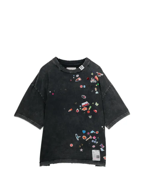 Maison MIHARA YASUHIRO Kids Sticker distressed embellished T-shirt Grey K16TS781