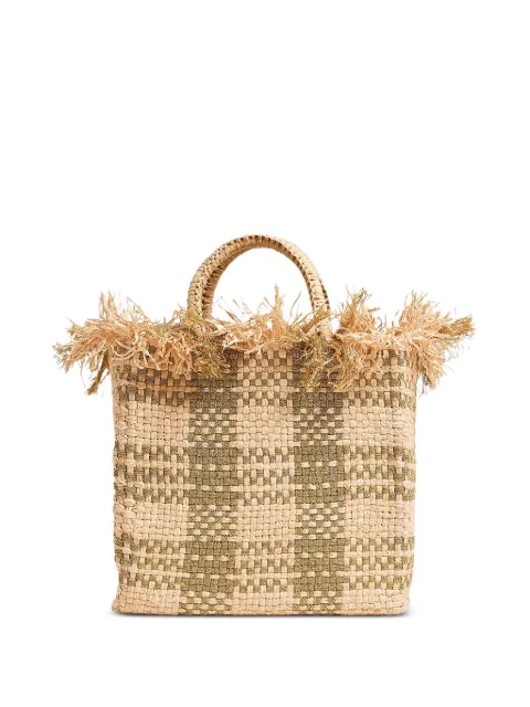 Pamela Munson woven raffia check mate bag Neutrals R26HB010