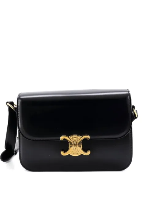 Celine Pre-Owned Triomphe Shoulder Bag Smooth Calfskin Medium crossbody bag Black KLB8S0M3HO2BCRT9