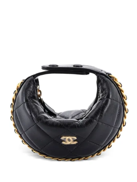 CHANEL Pre-Owned Chain Around Pouch Quilted Lambskin Extra Mini hobo bag Black F0QPX0E7Y0LQBM10
