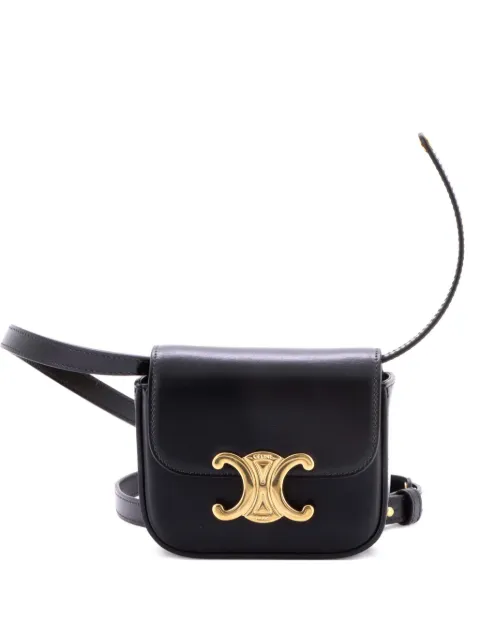 Celine Pre-Owned Claude Triomphe Coated Canvas Mini shoulder bag Black E0EIRET56I4E4P2M