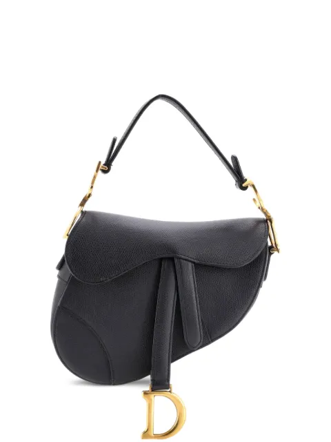 Christian Dior Pre-Owned Saddle Handbag Leather Mini shoulder bag Black Q66CBGYOFFN6BO21