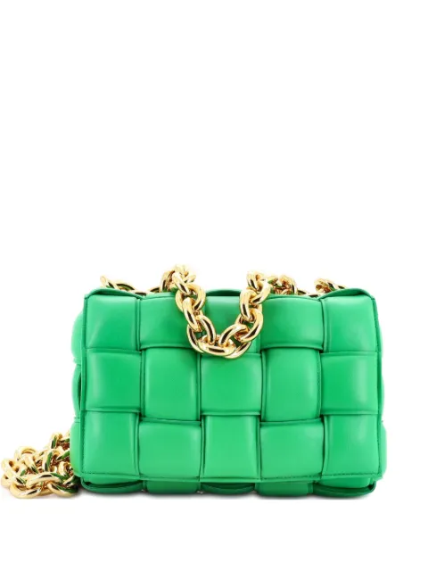 Bottega Veneta Pre-Owned Cassette Chain Padded Maxi Intrecciato Leather crossbody bag Green 77HATST2HC97MOU4