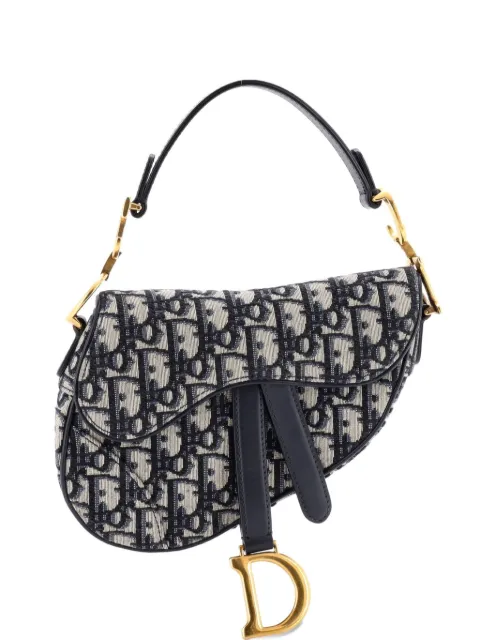 Christian Dior Pre-Owned Saddle Handbag Oblique Canvas Mini shoulder bag Blue AWY5ORCTF42IRAIM