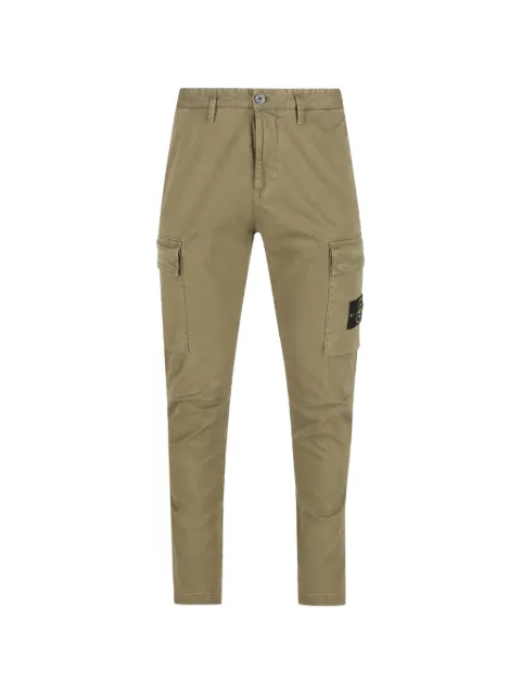 Stone Island 3100051 organic cotton stretch broken twill old-effect cargo pants Green L1S153100051S0004