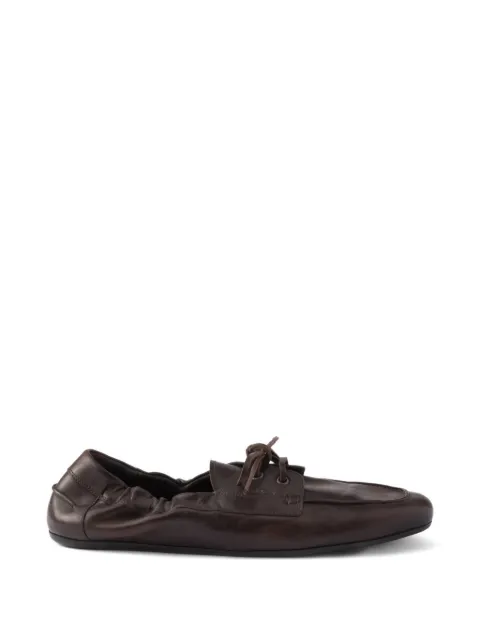 Prada Shuffle leather lace-up boat shoes Brown 2EG504FG0127V6
