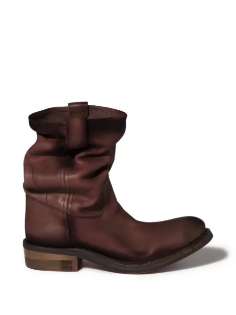 Miu Miu Foule leather booties Brown 5U680EFA0455OD