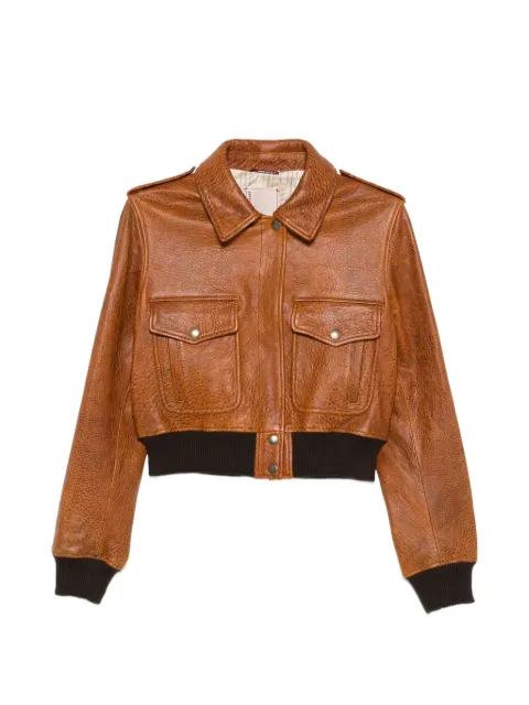 Antonio Marras ribbed-hem leather jacket Brown MCAP236CG000