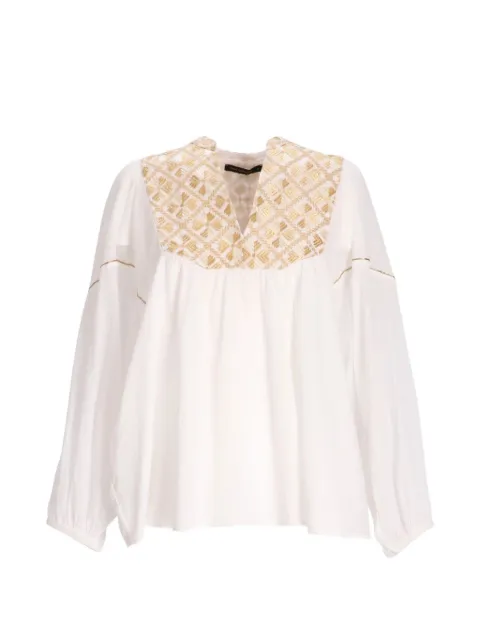 GREEK ARCHAIC KORI geometric-pattern blouse White S26K4064177