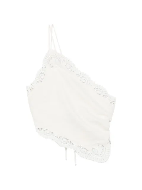 Posse Darya lace-trim linen blouse Neutrals PS1847CRM