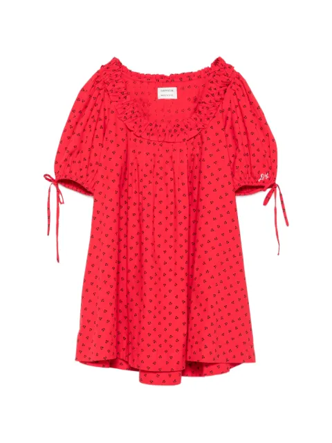 DAMSON MADDER Jemima ruffled cherry-print mini dress Red AW24DM0006