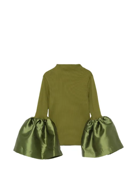 Marques'Almeida ribbed puff-sleeve top Green PF26TP0312JRRKH