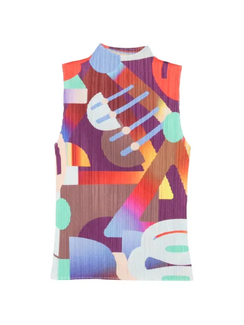 Pleats Please Issey Miyake Pleats Please abstract-print T-shirt Blue PP66JK701