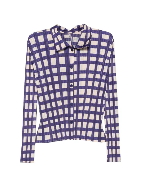 Pleats Please Issey Miyake check-print shirt Blue PP66JJ731