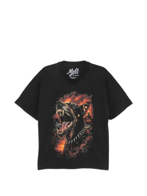 Melt dog-print T-shirt Black MS5167