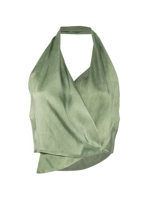 Cortana wrap V-neck top Green A0367