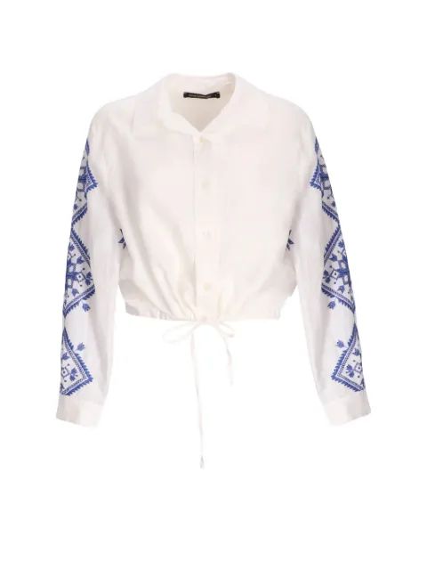 GREEK ARCHAIC KORI embroidered drawstring-detail shirt White S26K2145044